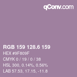 カラーコード: RGB 159 128.6 159 | qconv.com