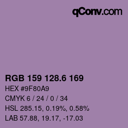 カラーコード: RGB 159 128.6 169 | qconv.com