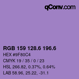 カラーコード: RGB 159 128.6 196.6 | qconv.com