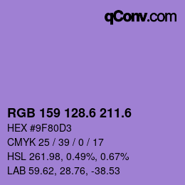 カラーコード: RGB 159 128.6 211.6 | qconv.com
