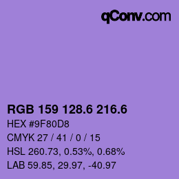 カラーコード: RGB 159 128.6 216.6 | qconv.com