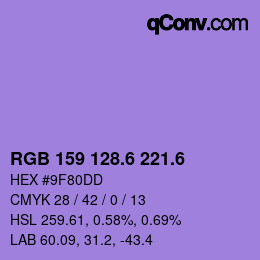 カラーコード: RGB 159 128.6 221.6 | qconv.com