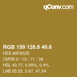 カラーコード: RGB 159 128.6 46.6 | qconv.com