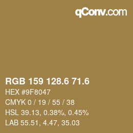 カラーコード: RGB 159 128.6 71.6 | qconv.com