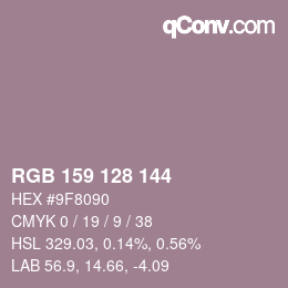 颜色代码: RGB 159 128 144 | qconv.com