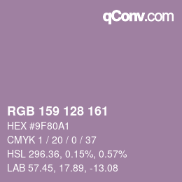 Color code: RGB 159 128 161 | qconv.com