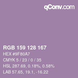 Color code: RGB 159 128 167 | qconv.com