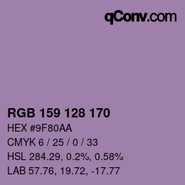 Color code: RGB 159 128 170 | qconv.com