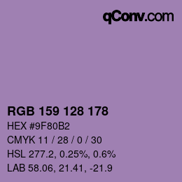 颜色代码: RGB 159 128 178 | qconv.com