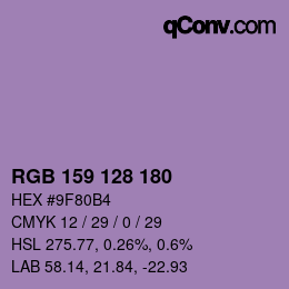 カラーコード: RGB 159 128 180 | qconv.com