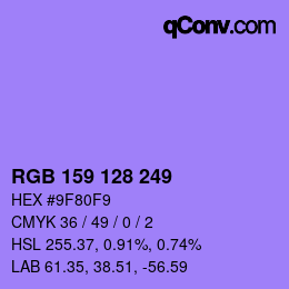 Color code: RGB 159 128 249 | qconv.com
