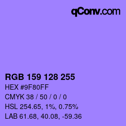 颜色代码: RGB 159 128 255 | qconv.com