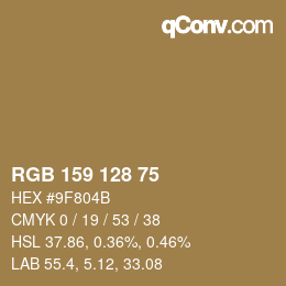 カラーコード: RGB 159 128 75 | qconv.com