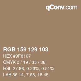Farbcode: RGB 159 129 103 | qconv.com