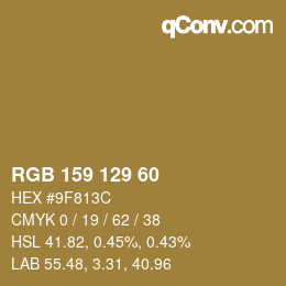 カラーコード: RGB 159 129 60 | qconv.com