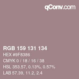 Color code: RGB 159 131 134 | qconv.com