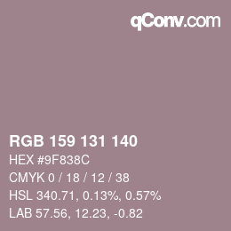 Color code: RGB 159 131 140 | qconv.com
