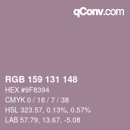 Color code: RGB 159 131 148 | qconv.com