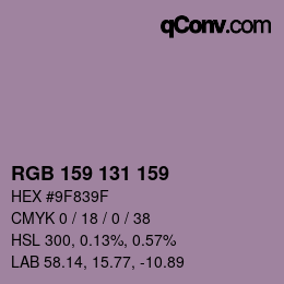 Color code: RGB 159 131 159 | qconv.com