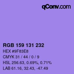 Color code: RGB 159 131 232 | qconv.com