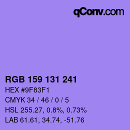 Color code: RGB 159 131 241 | qconv.com