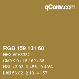 Code couleur: RGB 159 131 60 | qconv.com
