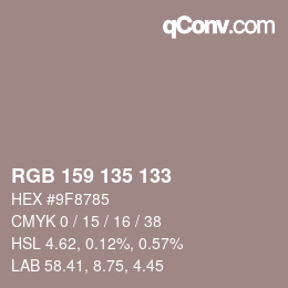 カラーコード: RGB 159 135 133 | qconv.com