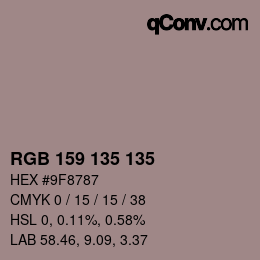 Color code: RGB 159 135 135 | qconv.com