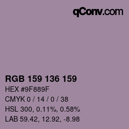 Color code: RGB 159 136 159 | qconv.com