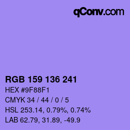 Color code: RGB 159 136 241 | qconv.com