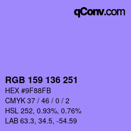 Color code: RGB 159 136 251 | qconv.com