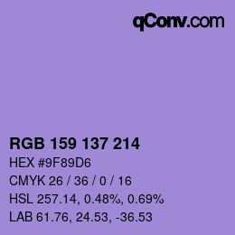 Farbcode: RGB 159 137 214 | qconv.com