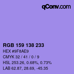 Color code: RGB 159 138 233 | qconv.com