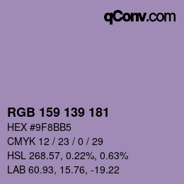 カラーコード: RGB 159 139 181 | qconv.com