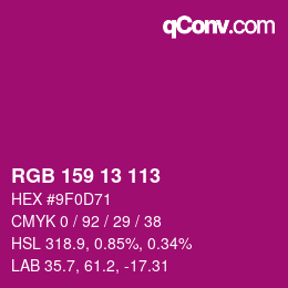 Color code: RGB 159 13 113 | qconv.com