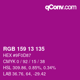Color code: RGB 159 13 135 | qconv.com