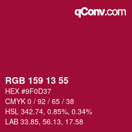 カラーコード: RGB 159 13 55 | qconv.com