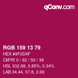 Color code: RGB 159 13 79 | qconv.com