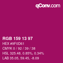Color code: RGB 159 13 97 | qconv.com