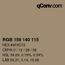 Farbcode: RGB 159 140 115 | qconv.com