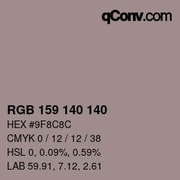 カラーコード: RGB 159 140 140 | qconv.com