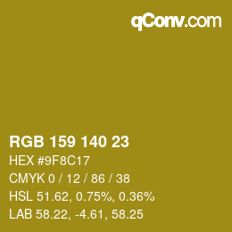 カラーコード: RGB 159 140 23 | qconv.com