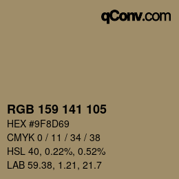 カラーコード: RGB 159 141 105 | qconv.com