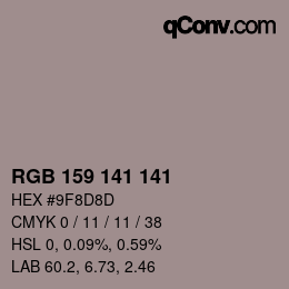 カラーコード: RGB 159 141 141 | qconv.com