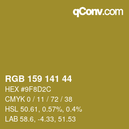 カラーコード: RGB 159 141 44 | qconv.com