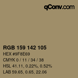 Color code: RGB 159 142 105 | qconv.com