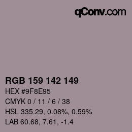 カラーコード: RGB 159 142 149 | qconv.com