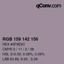 颜色代码: RGB 159 142 156 | qconv.com