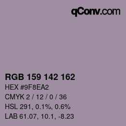 カラーコード: RGB 159 142 162 | qconv.com