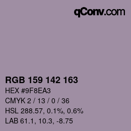 カラーコード: RGB 159 142 163 | qconv.com